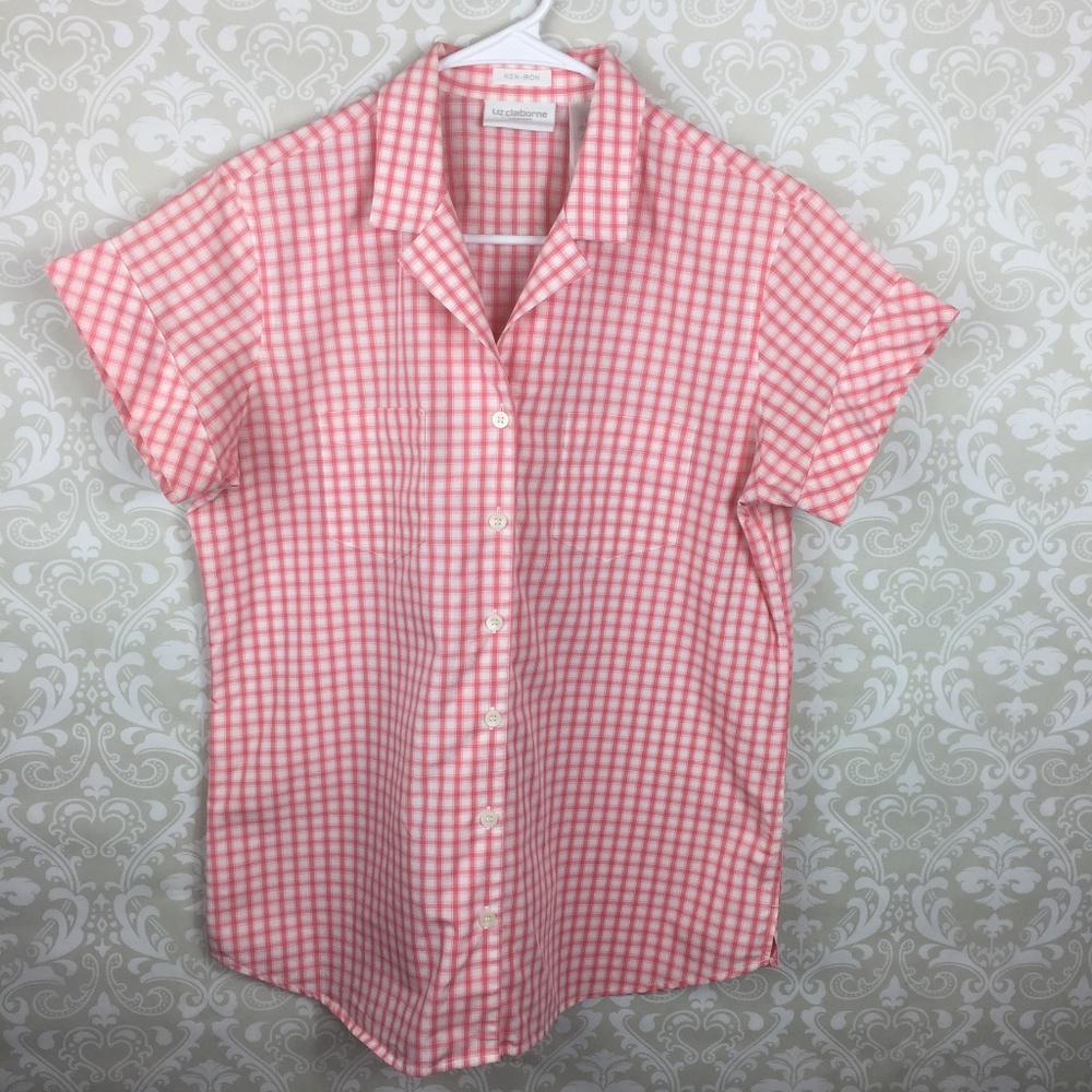 Liz Claiborne Non Iron Button Down Blouse Size 8
